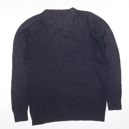 Fat Face Men’s Blue Cotton V-Neck Jumper Size S Long Sleeve Classic