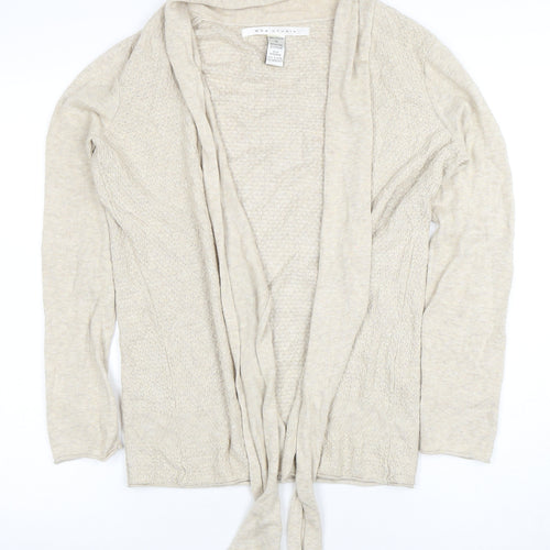 Max Studio Women's Beige XS Lightweight Open Knit Cardigan