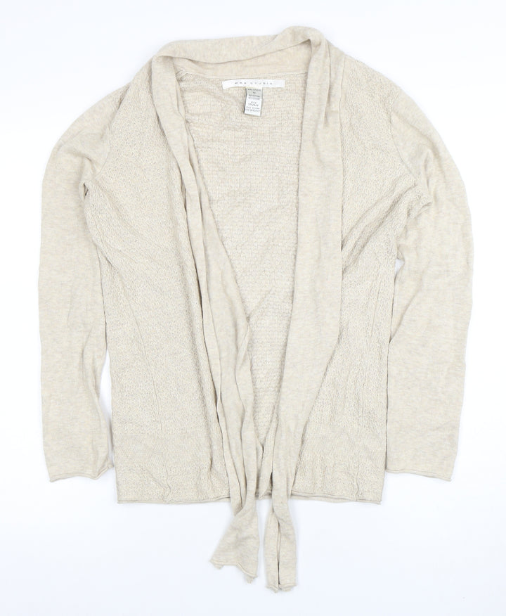 Max Studio Women's Beige XS Lightweight Open Knit Cardigan