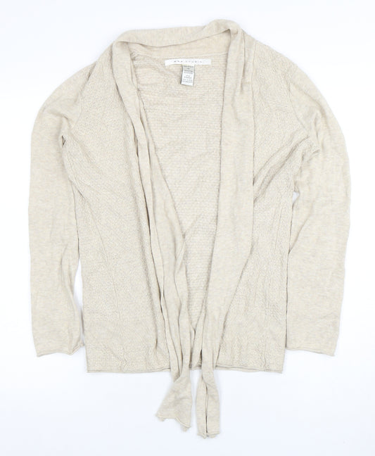 Max Studio Women's Beige XS Lightweight Open Knit Cardigan