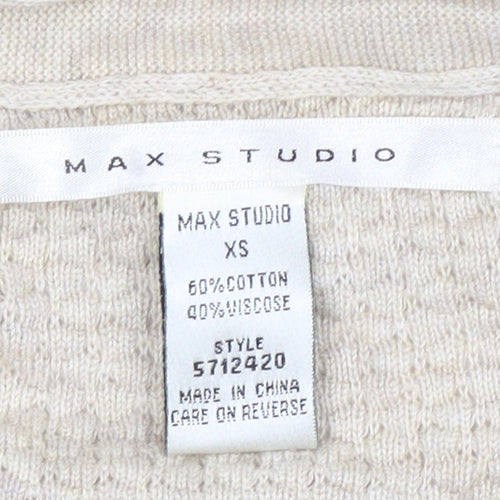 Max Studio Women's Beige XS Lightweight Open Knit Cardigan