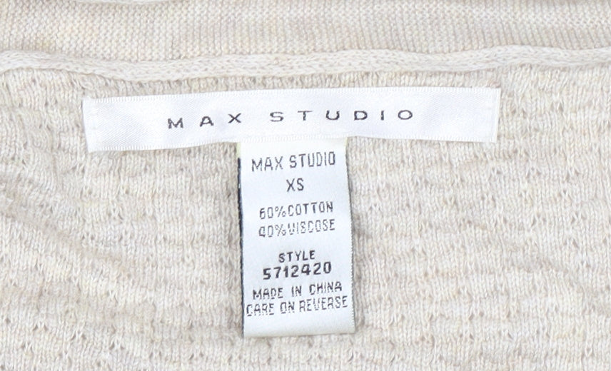 Max Studio Women's Beige XS Lightweight Open Knit Cardigan