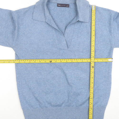 Marks and Spencer Womens Blue Collared Pullover Jumper Size S