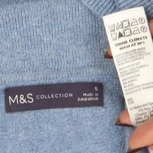Marks and Spencer Womens Blue Collared Pullover Jumper Size S