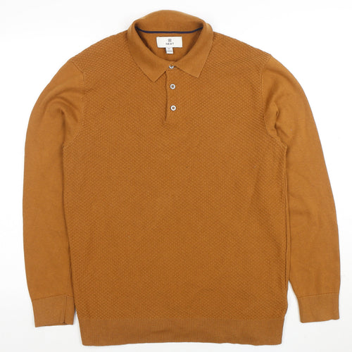 Next Men's Brown Collared Long Sleeve Pullover Jumper M