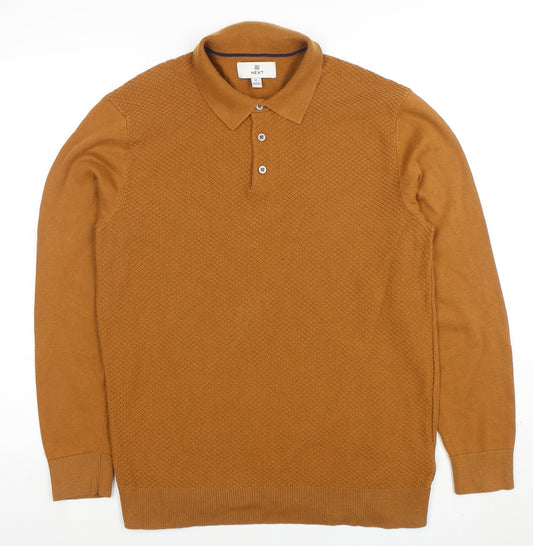 Next Men's Brown Collared Long Sleeve Pullover Jumper M