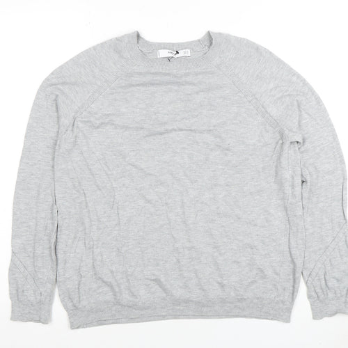 Mango Womens Grey Cotton Blend Crew Neck Jumper Size M