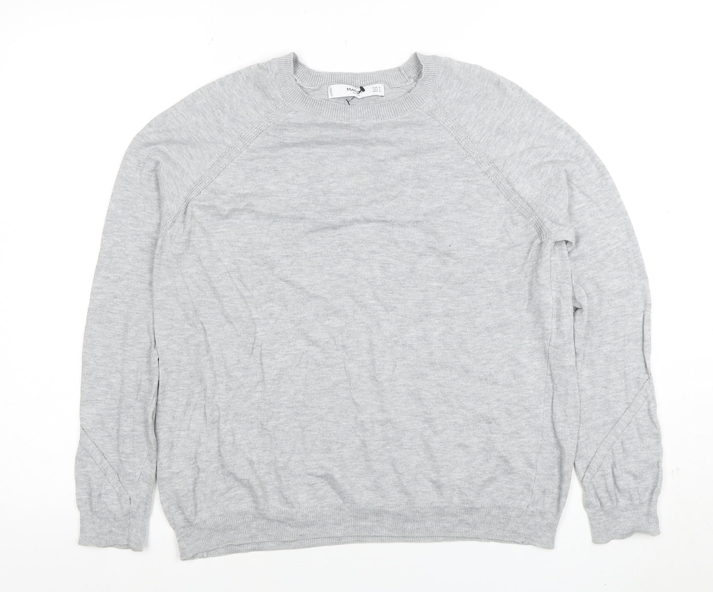 Mango Womens Grey Cotton Blend Crew Neck Jumper Size M