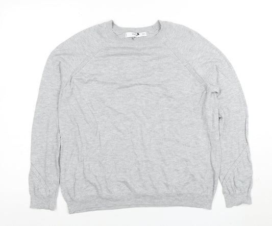 Mango Womens Grey Cotton Blend Crew Neck Jumper Size M