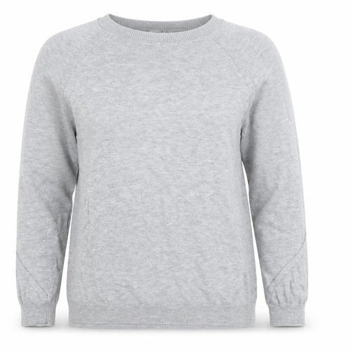 Mango Womens Grey Cotton Blend Crew Neck Jumper Size M