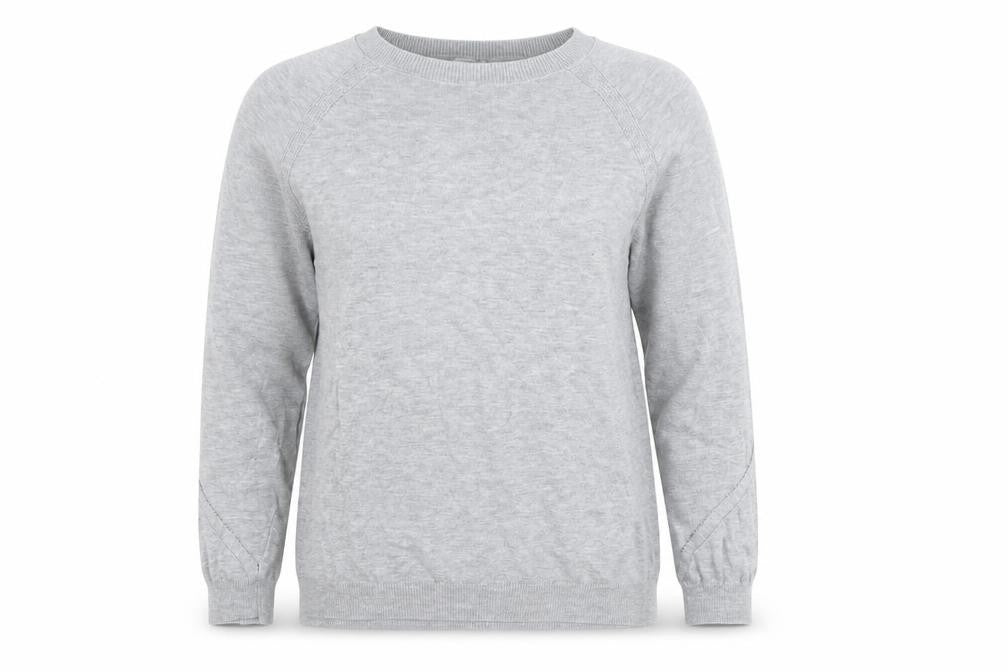 Mango Womens Grey Cotton Blend Crew Neck Jumper Size M