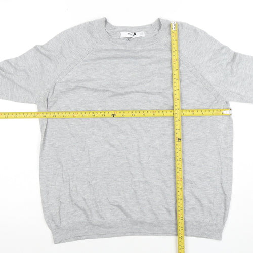 Mango Womens Grey Cotton Blend Crew Neck Jumper Size M