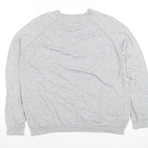 Mango Womens Grey Cotton Blend Crew Neck Jumper Size M