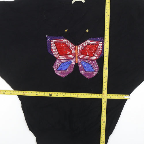 Oasis Womens Black Butterfly Sequin Pullover Jumper Size S