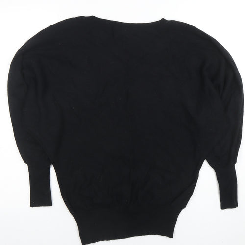 Oasis Womens Black Butterfly Sequin Pullover Jumper Size S