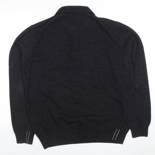 Marlboro Classics Men's Black Wool Long Sleeve Polo L