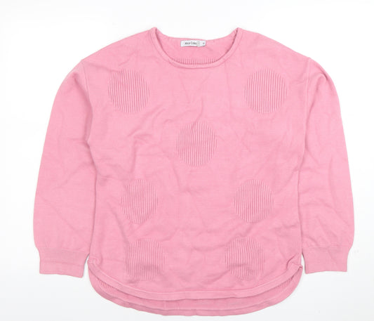 Alice Collins Women's Pink Polka Dot Knit Jumper Size 18