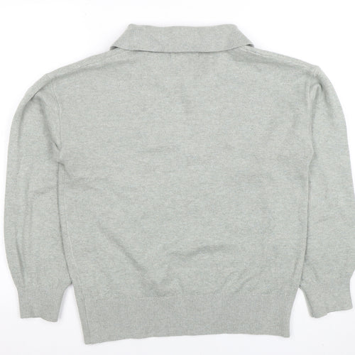 Marks and Spencer Women Grey Collared V-Neck Knit Jumper Size S
