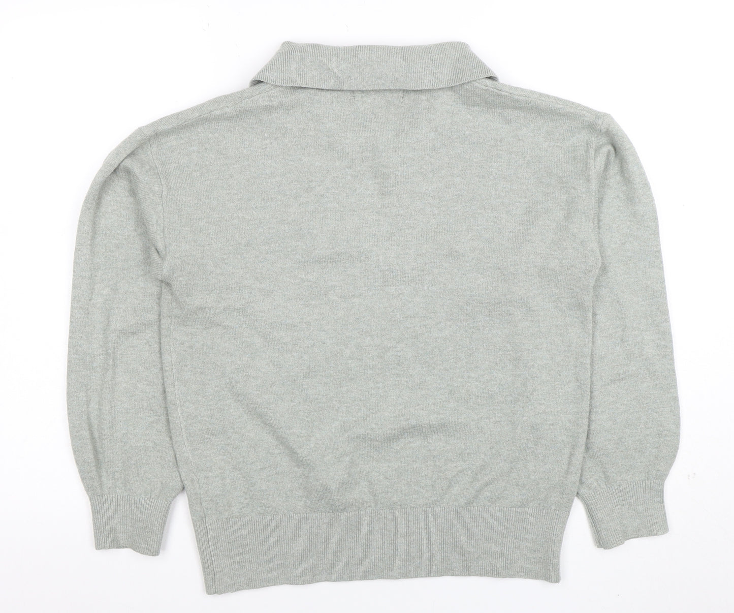 Marks and Spencer Women Grey Collared V-Neck Knit Jumper Size S