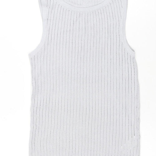 ZARA Women Grey Knit Tank Top S Sleeveless Viscose Blend