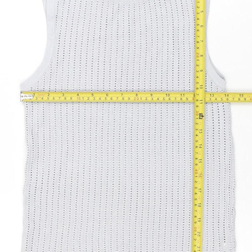 ZARA Women Grey Knit Tank Top S Sleeveless Viscose Blend