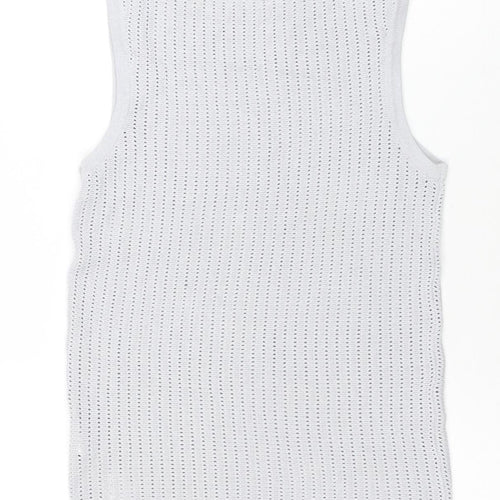 ZARA Women Grey Knit Tank Top S Sleeveless Viscose Blend