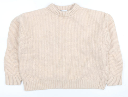 & Other Stories Women Beige Wool Cotton Knit Jumper Size S Crew Neck