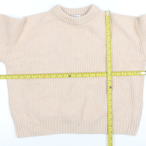 & Other Stories Women Beige Wool Cotton Knit Jumper Size S Crew Neck