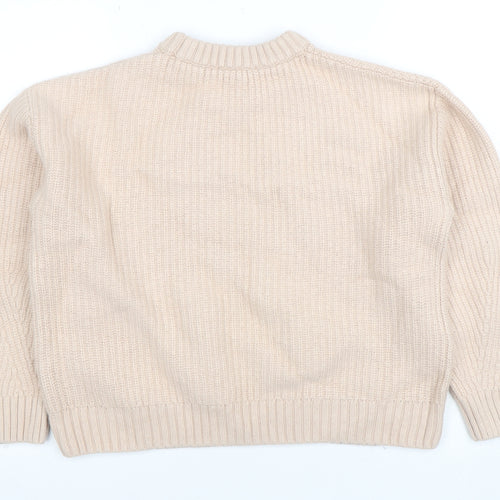 & Other Stories Women Beige Wool Cotton Knit Jumper Size S Crew Neck