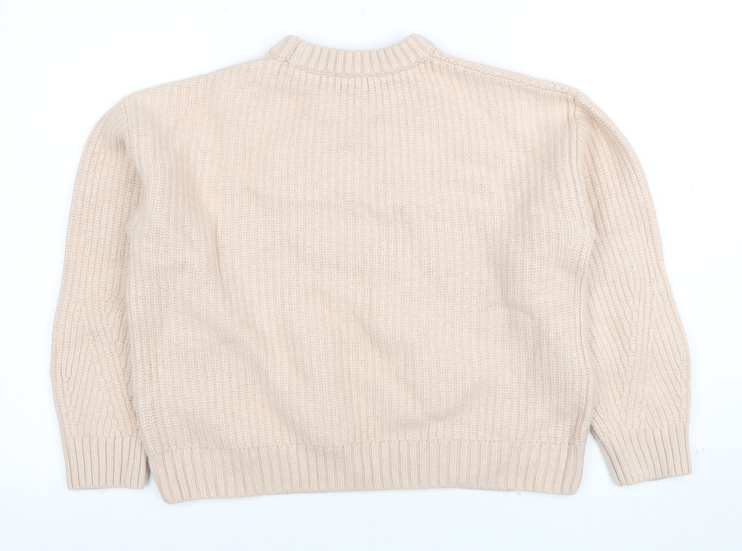 & Other Stories Women Beige Wool Cotton Knit Jumper Size S Crew Neck