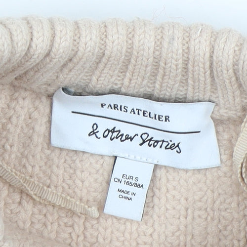 & Other Stories Women Beige Wool Cotton Knit Jumper Size S Crew Neck