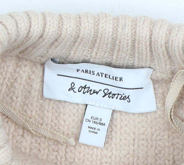 & Other Stories Women Beige Wool Cotton Knit Jumper Size S Crew Neck