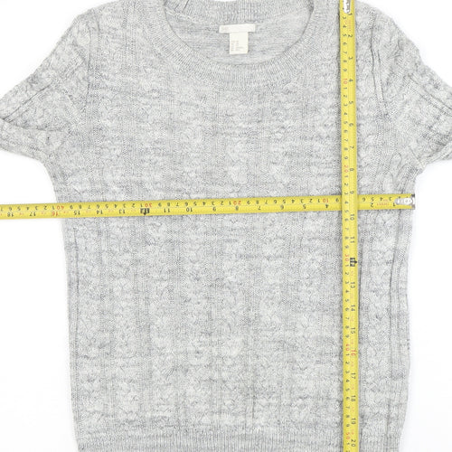 H&M Women’s Grey Cable-Knit Long Sleeve Pullover Jumper XS