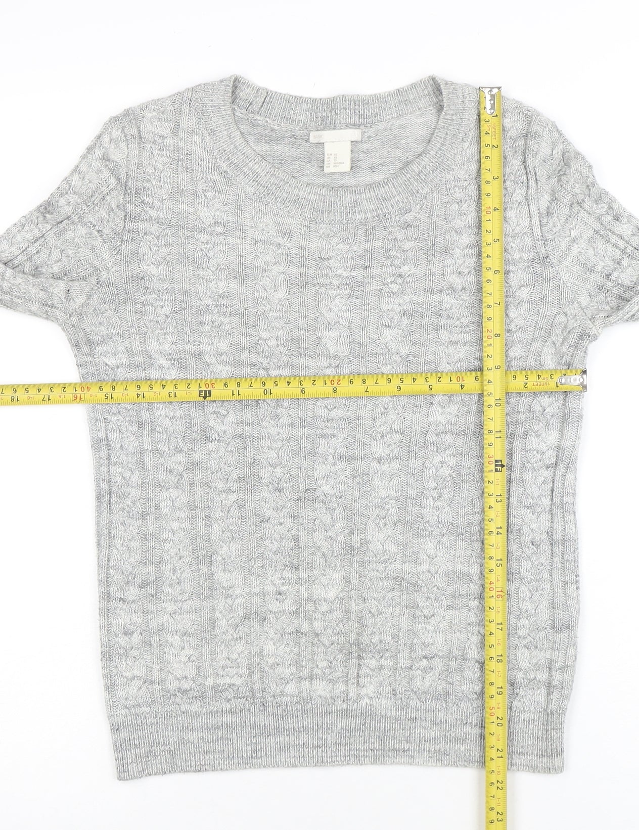 H&M Women’s Grey Cable-Knit Long Sleeve Pullover Jumper XS