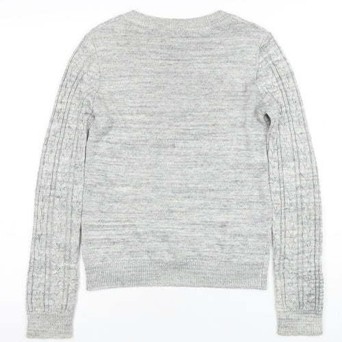 H&M Women’s Grey Cable-Knit Long Sleeve Pullover Jumper XS