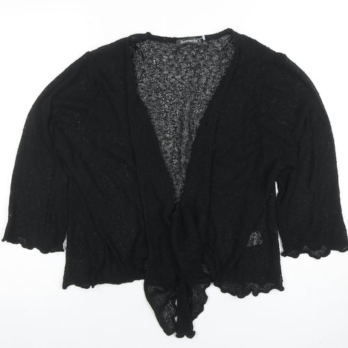 Bonmarché Women’s Black Open Knit 3/4 Sleeve Cardigan L