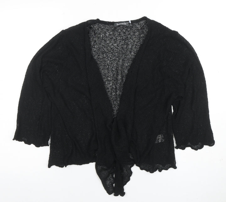 Bonmarché Women’s Black Open Knit 3/4 Sleeve Cardigan L