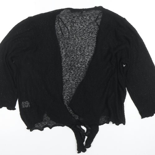 Bonmarché Women’s Black Open Knit 3/4 Sleeve Cardigan L