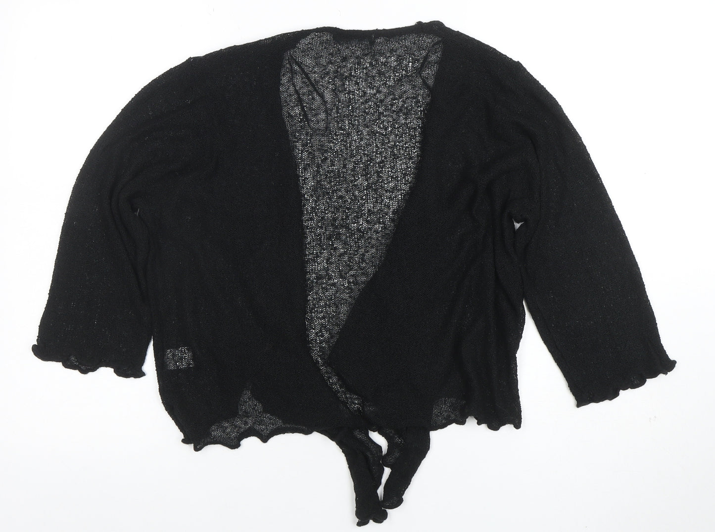 Bonmarché Women’s Black Open Knit 3/4 Sleeve Cardigan L