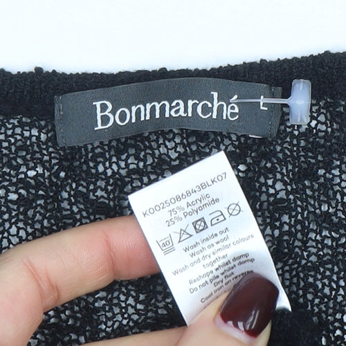 Bonmarché Women’s Black Open Knit 3/4 Sleeve Cardigan L