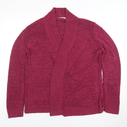 Marks and Spencer Women Pink Size 14 Chunky Knit Open Cardigan