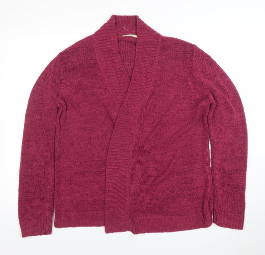 Marks and Spencer Women Pink Size 14 Chunky Knit Open Cardigan