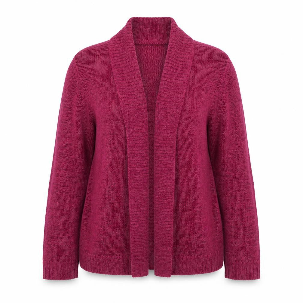 Marks and Spencer Women Pink Size 14 Chunky Knit Open Cardigan