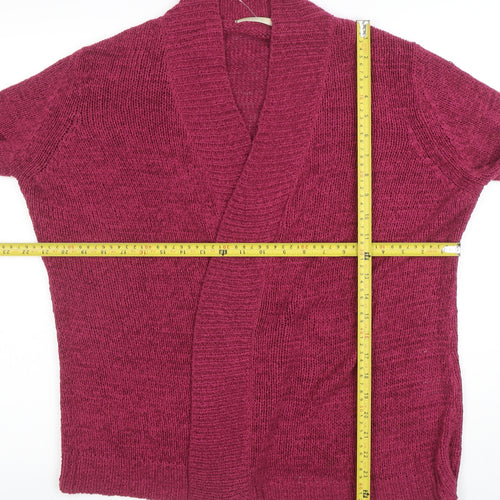 Marks and Spencer Women Pink Size 14 Chunky Knit Open Cardigan