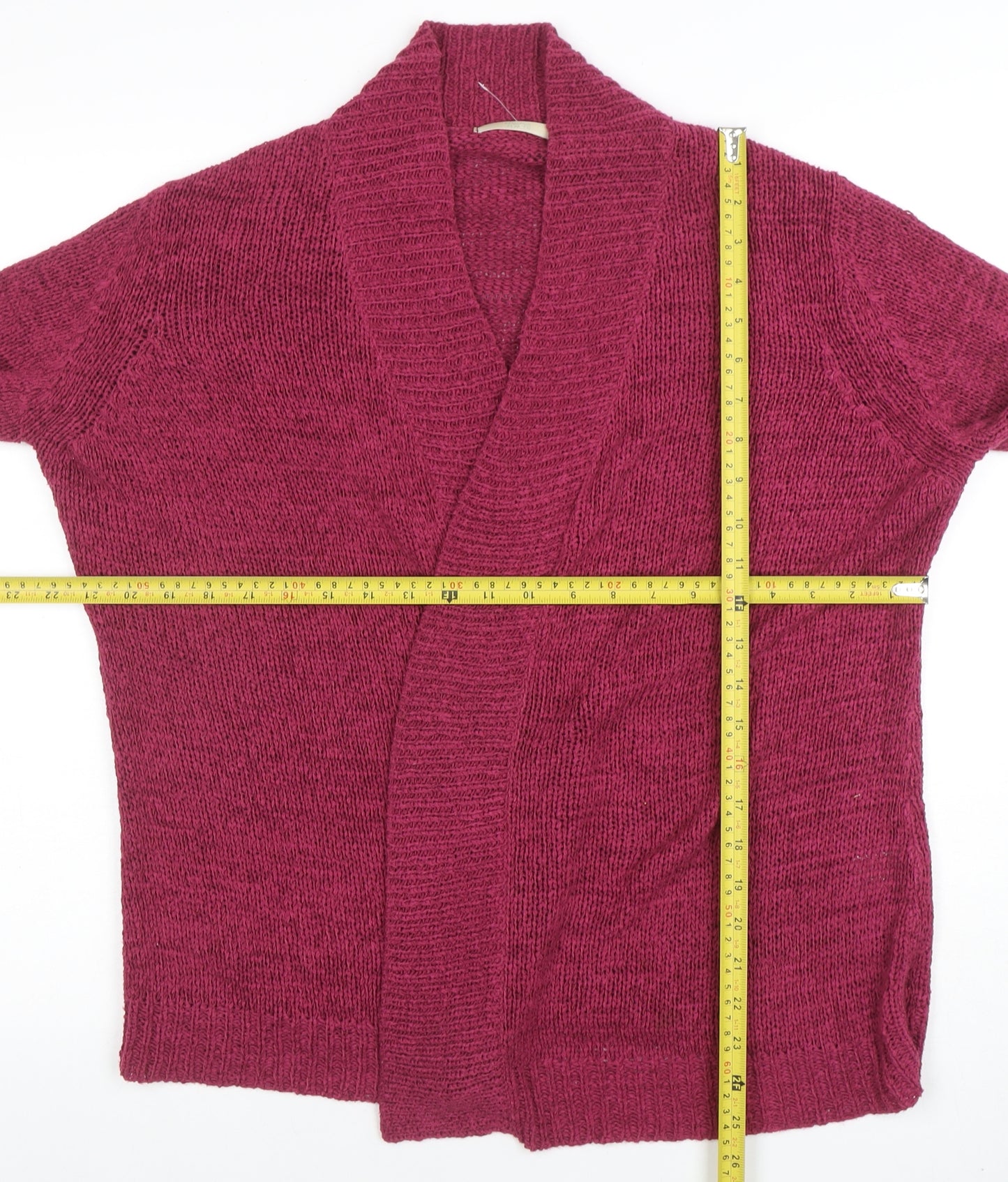 Marks and Spencer Women Pink Size 14 Chunky Knit Open Cardigan