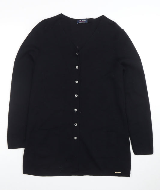 Saint James Womens Black Pure Wool Long Sleeve Cardigan XXS