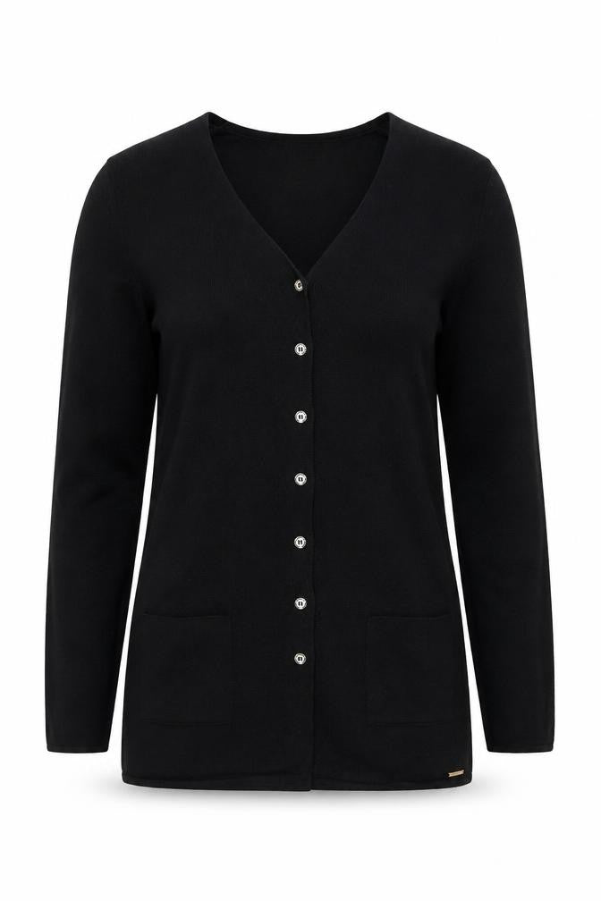 Saint James Womens Black Pure Wool Long Sleeve Cardigan XXS