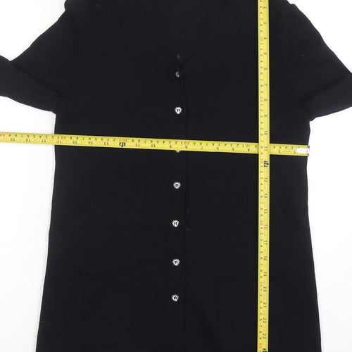 Saint James Womens Black Pure Wool Long Sleeve Cardigan XXS