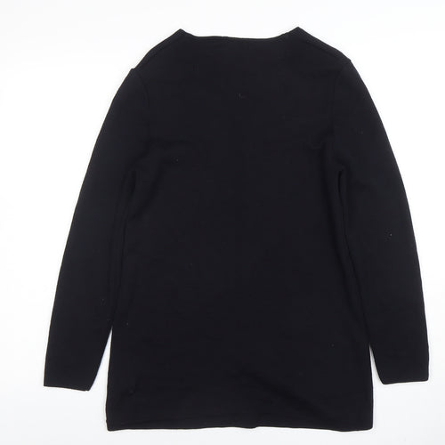 Saint James Womens Black Pure Wool Long Sleeve Cardigan XXS