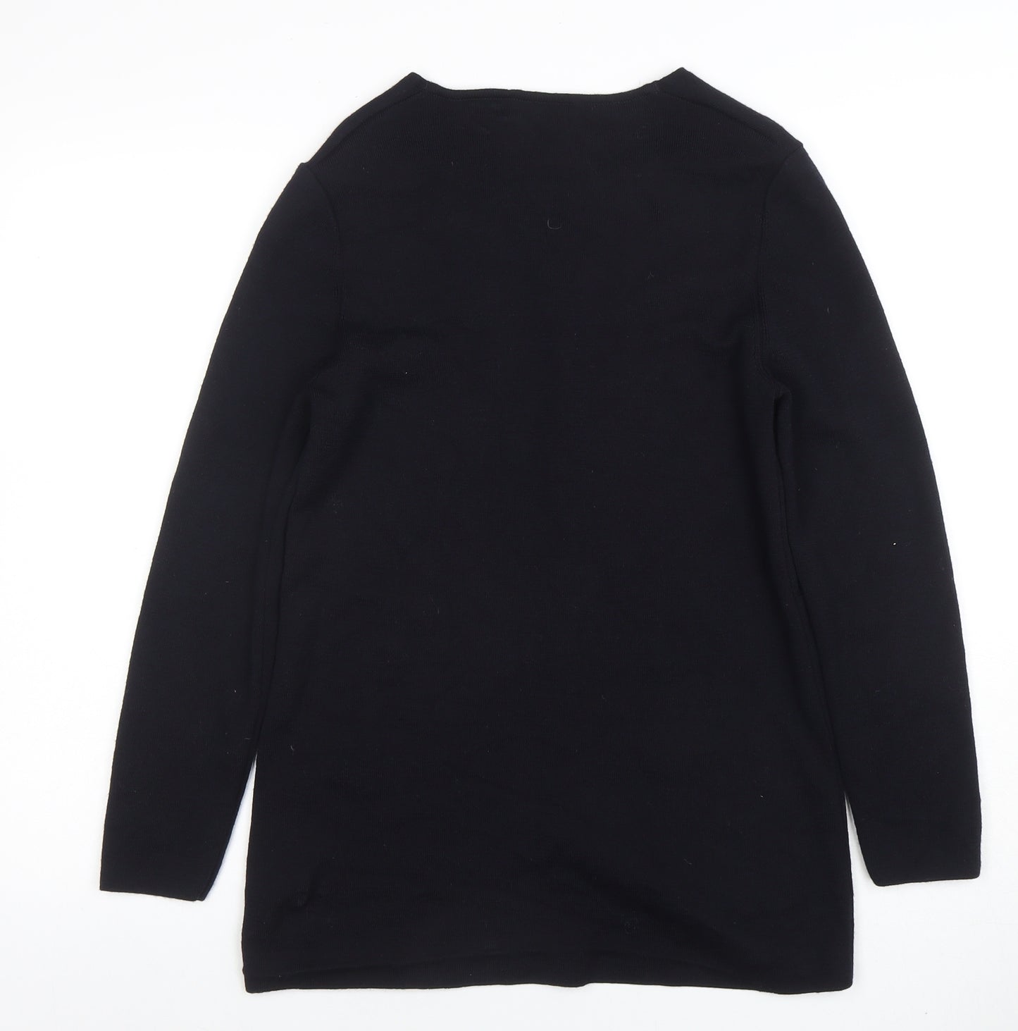 Saint James Womens Black Pure Wool Long Sleeve Cardigan XXS